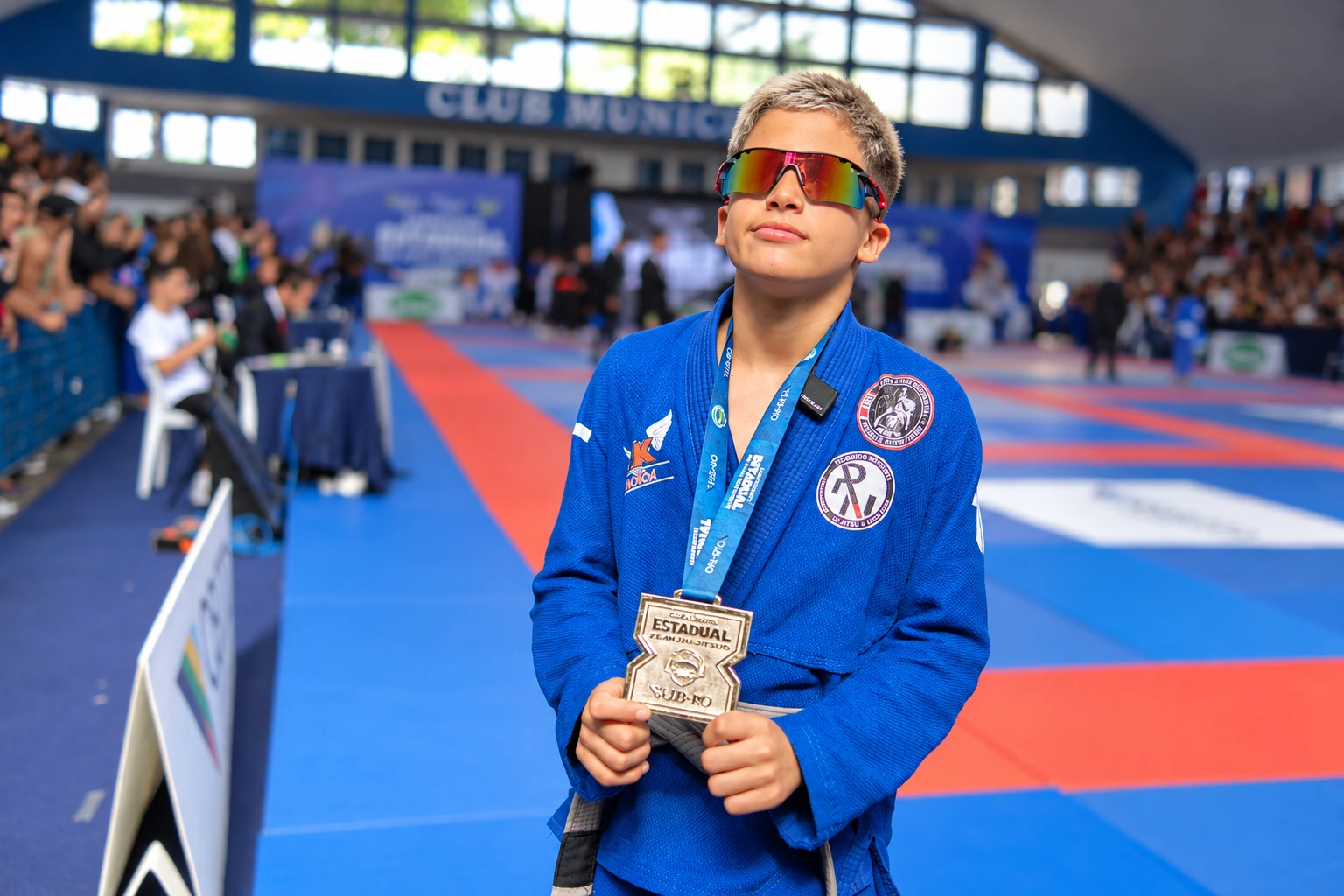 Kauê Sousa com medalha em área de competição